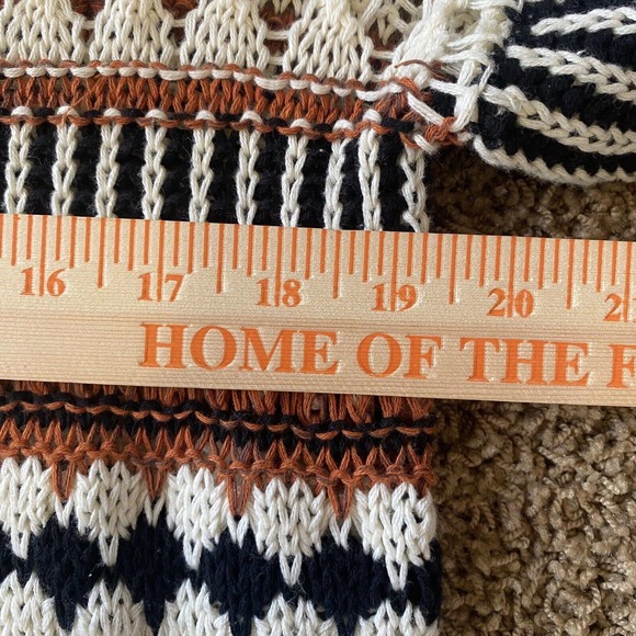 Gimmicks by BKE Women's Sweater Med Crop Striped Boho Loose Knit 3/4 Sleeve - Picture 9 of 10